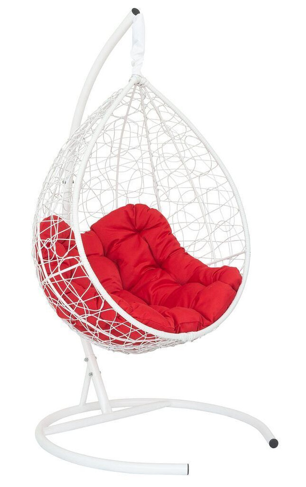 Подвесное кресло-кокон SEVILLA RELAX белый + каркас (красная подушка)  #1