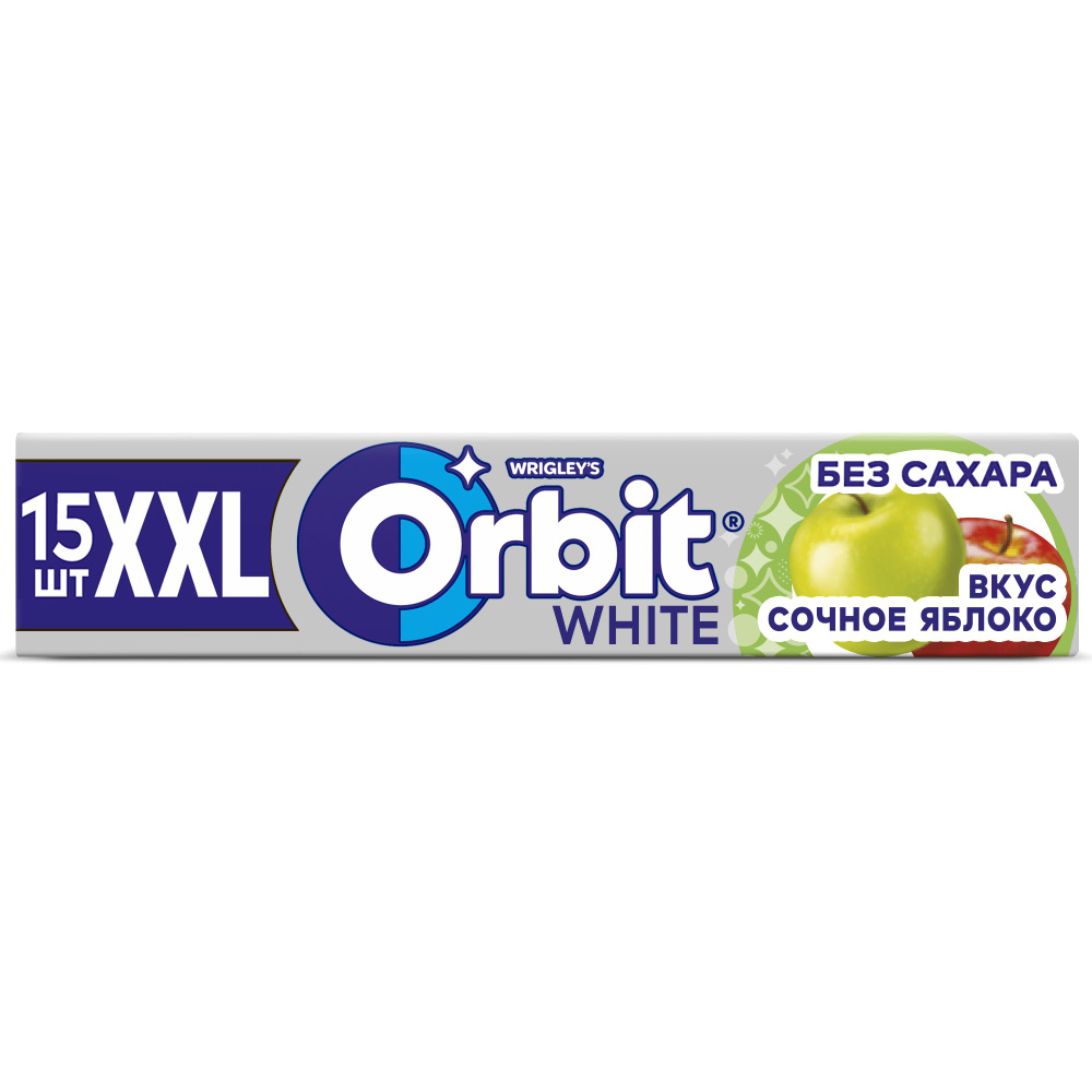 Жевательная резинка Orbit XXL White Сочное яблоко без сахара 20,4 г, комплект: 12 шт. по 20.4 г  #1