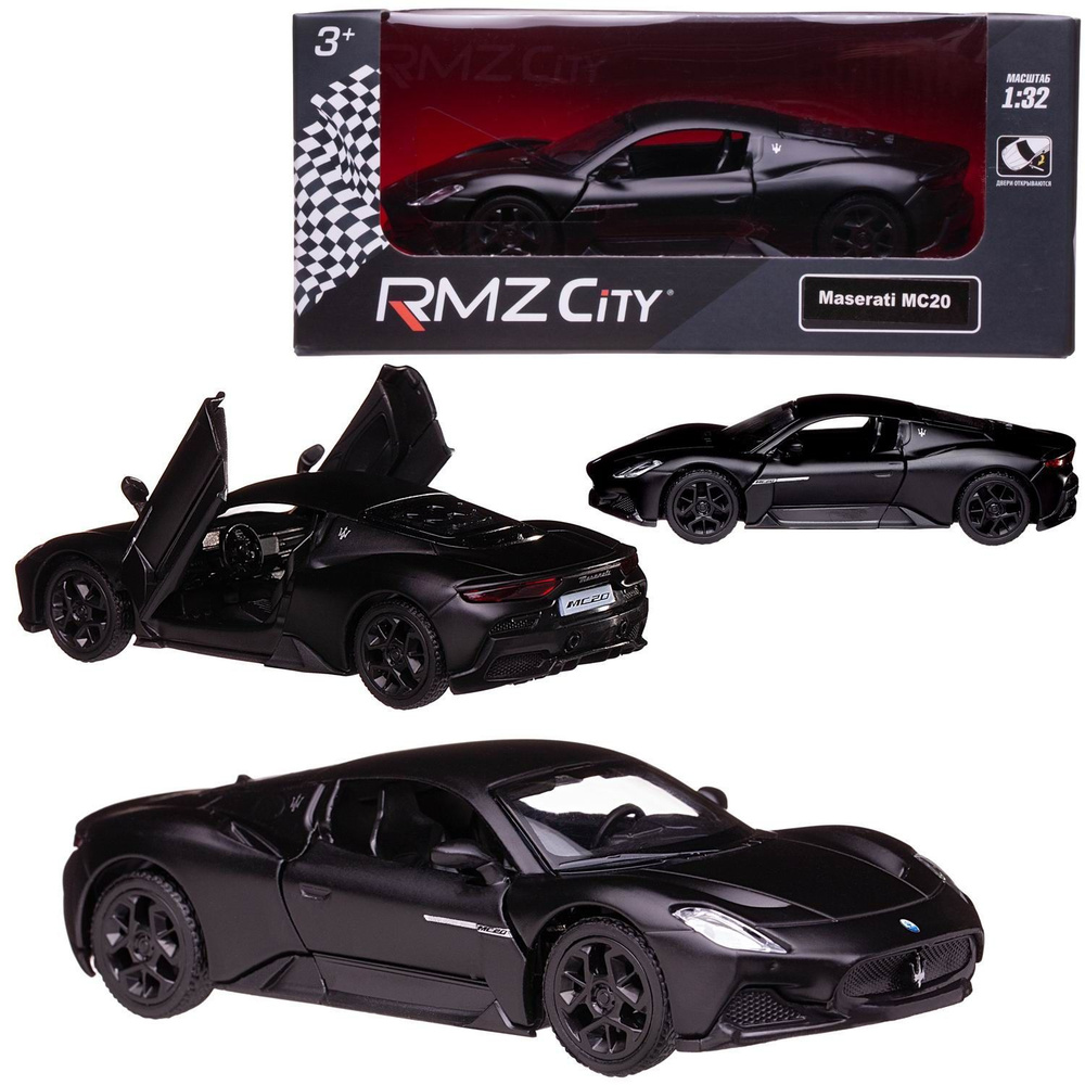 Машина металлическая RMZ City 1:32 Maserati MC 2020,инерционный механизм, двери открываются, черный матовый #1