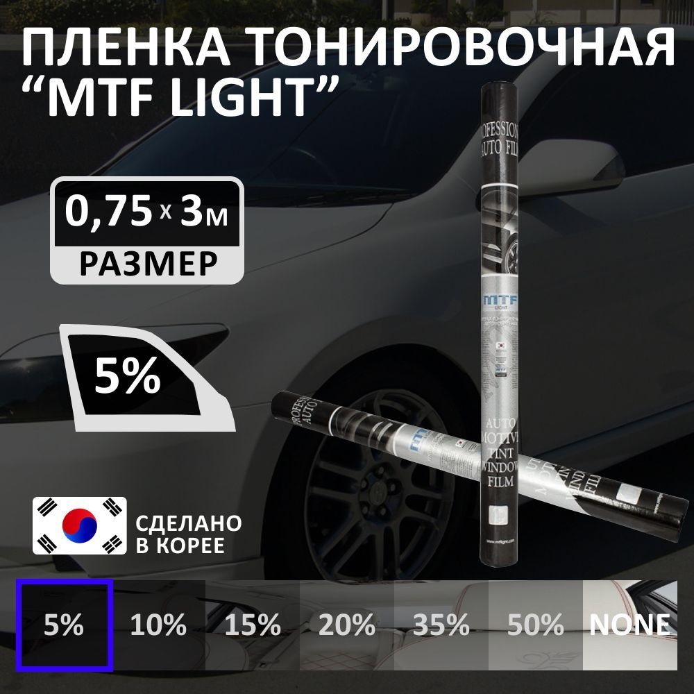 Пленка тонировочная для авто MTF Light Charcoal 0,75 м х 3 м, 5% светопропускаемость, туба  #1