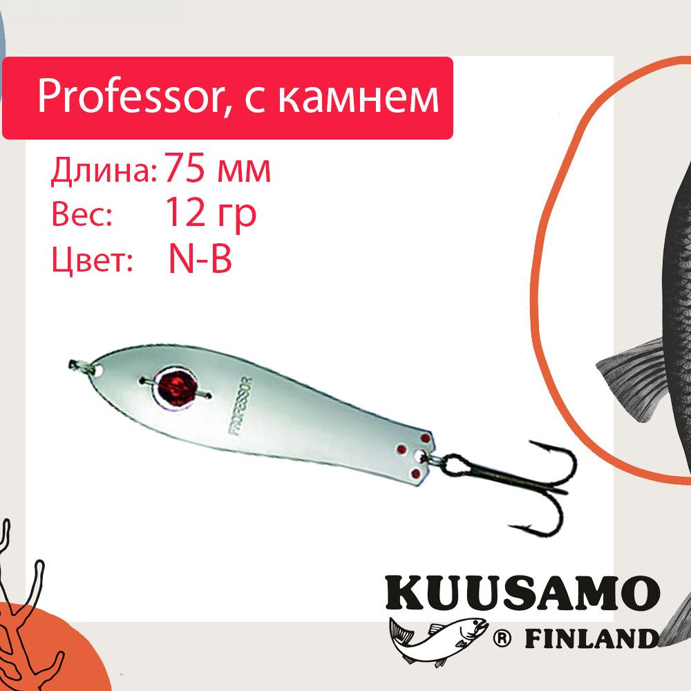 Блесна для рыбалки Kuusamo Professor 3, 75/12 с камнем, N-B (колеблющаяся)  #1