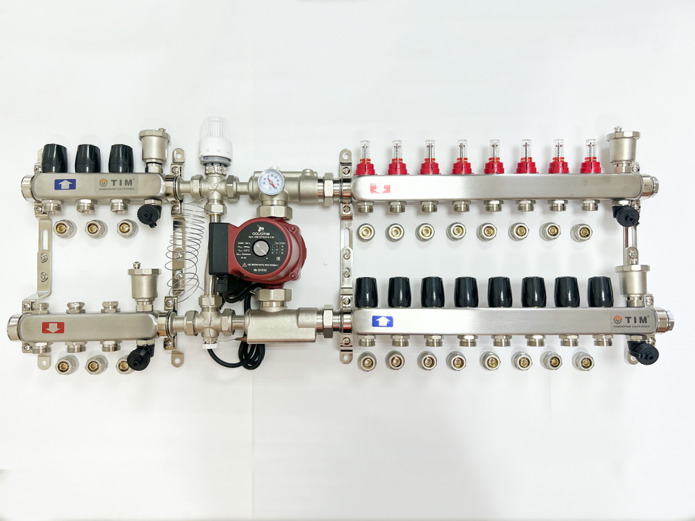 Комплект для подключения тёплого водяного пола на 8 выходов и радиаторов отопления 3 шт  #1