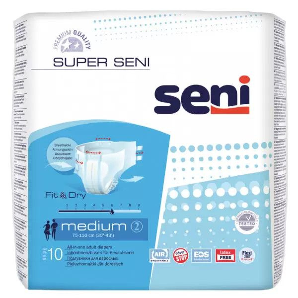 Seni Super Classic, подгузники для взрослых Medium (№2), 10 шт #1