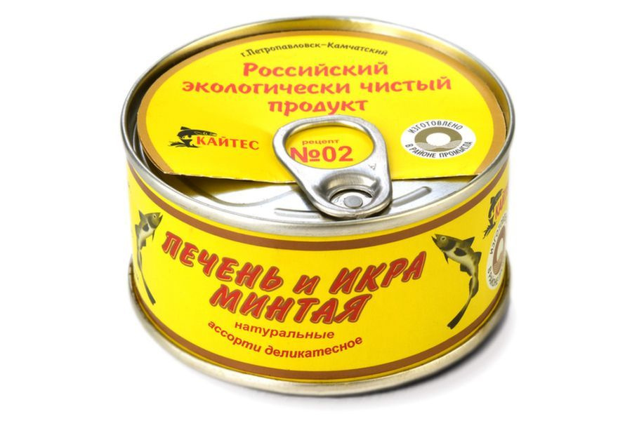 Печень и икра минтая натуральные "Ассорти деликатесное" 120г. РКЗ Кайтес  #1