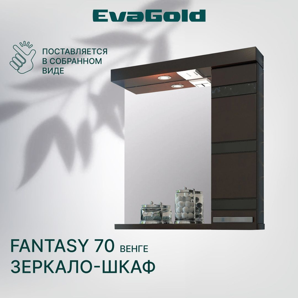 Зеркало с подсветкой в ванную со шкафом EvaGold Fantasy 70 венге ...