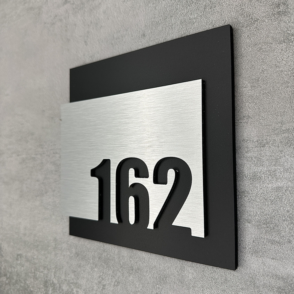 Цифры на дверь квартиры, табличка самоклеящаяся номер 162, 15х12см, царапанное серебро  #1