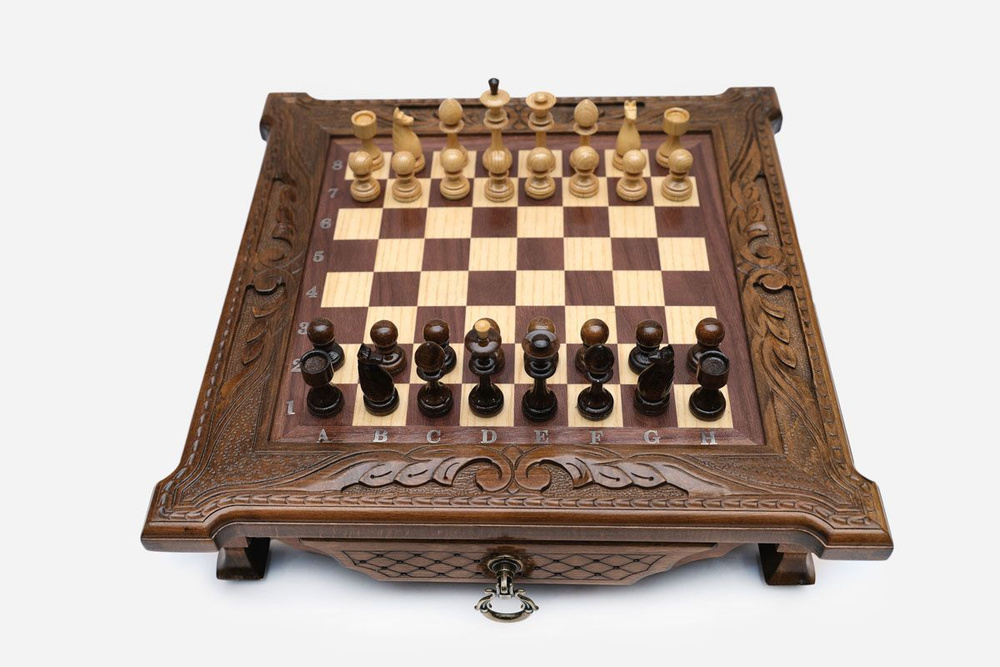 Резные шахматы "Ларец с двумя ящиками" - Настольная игра  #1