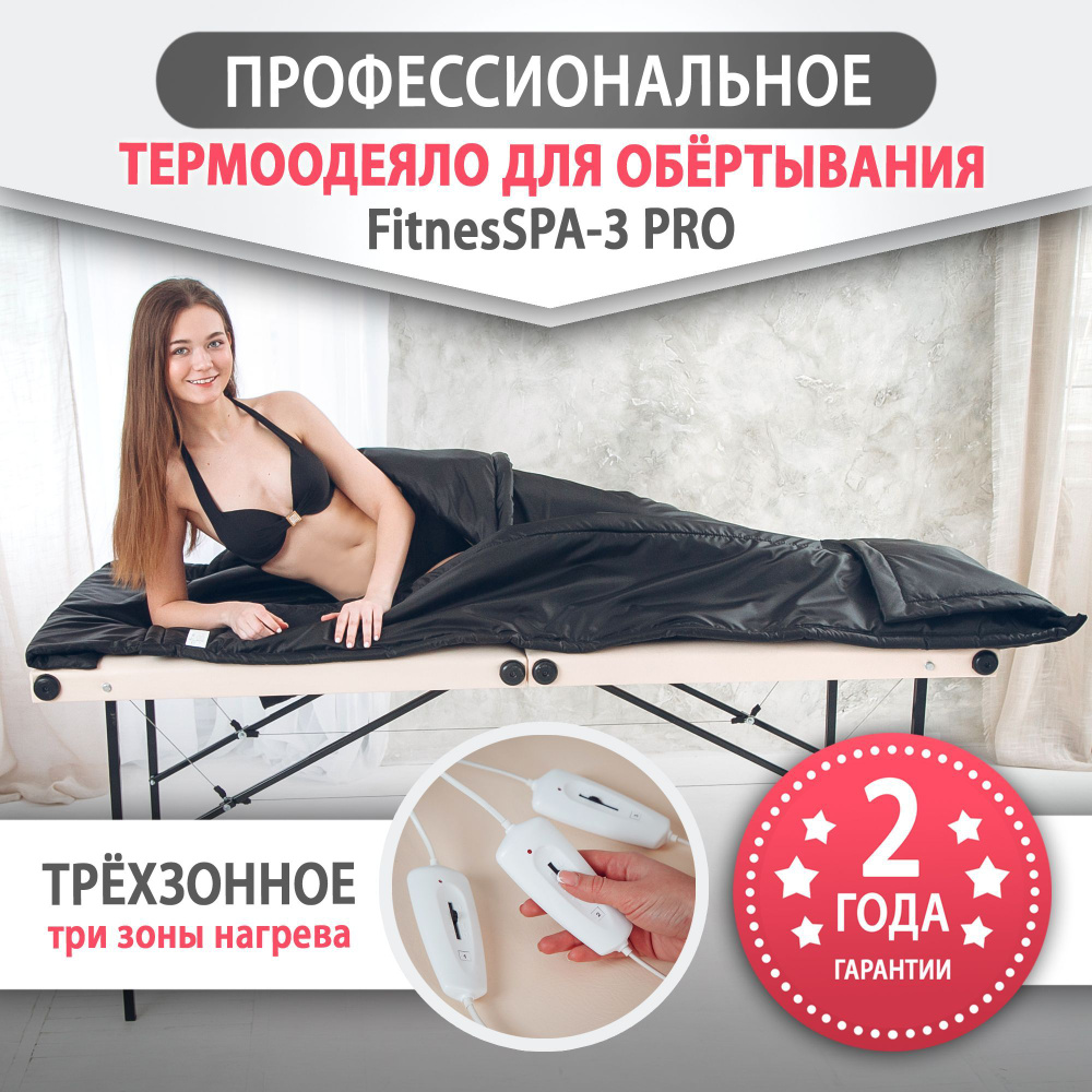 Трехзонное термоодеяло для обертывания FitnesSPA 3 PRO профессиональное, черный Black Stone  #1