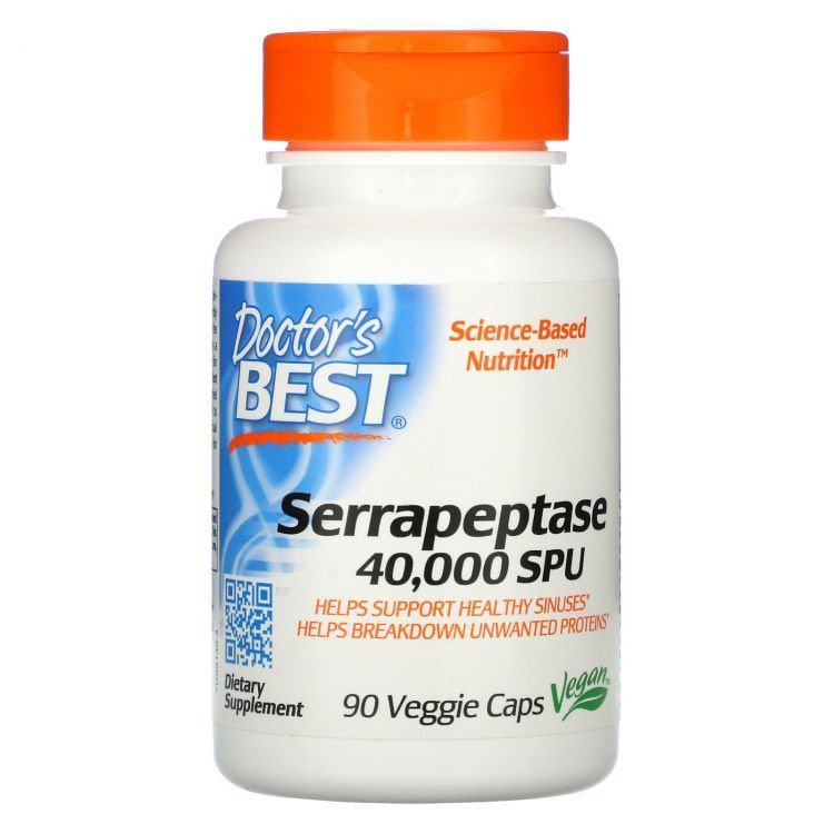 Doctor's Best, Serrapeptase, Серрапептаза, 40 000 SPU, 90 капсул #1