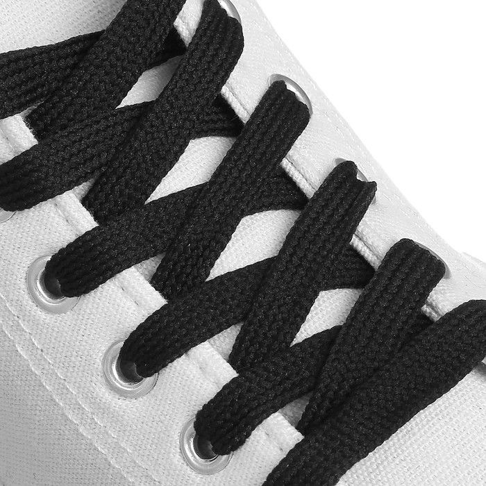 Шнурки для обуви, пара, плоские, 9 мм, 120 см, цвет чёрный / 1512890  #1