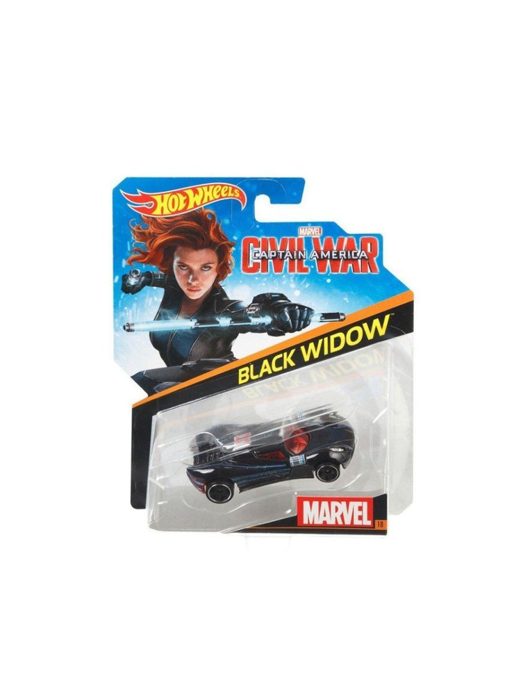 DHH60 Машинка металлическая игрушка Hot Wheels тематическая коллекционная модель MARVEL BLACK WIDOW черный #1