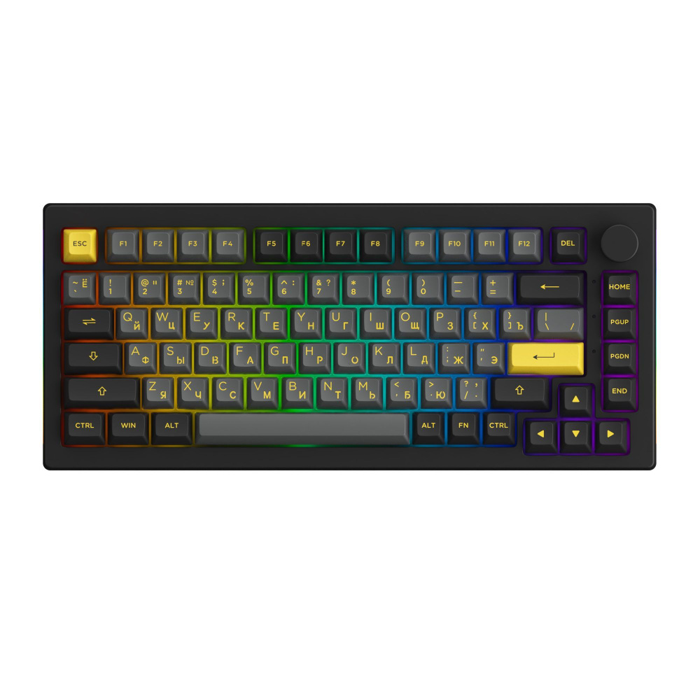 Игровая Клавиатура AKKO 5075B Plus Black&Gold 3 Modes RGB Hot Swap V3 Cream Yellow Switch,ASA profile #1