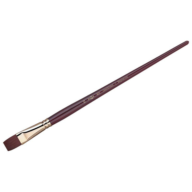 Кисть художественная синтетика бордовая Гамма "Вернисаж", плоскоовальная №22, длинная ручка (1 набор #1