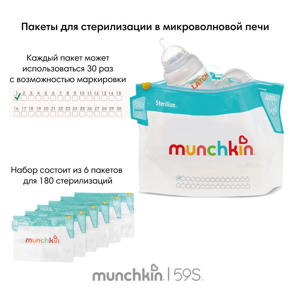 Munchkin Пакеты для стерилизации в СВЧ 6 шт #1
