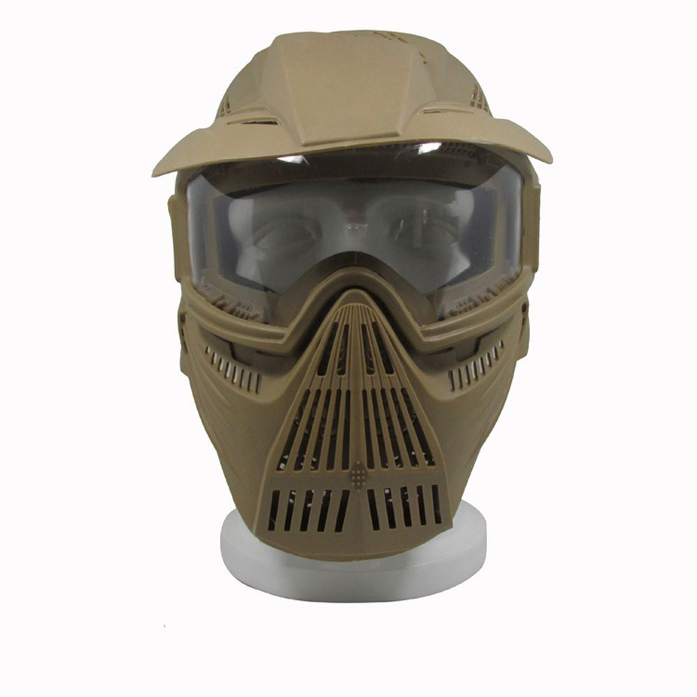 Игровая тактическая защитная маска К2 с козырьком хаки для страйкбола и пейнтбола  #1
