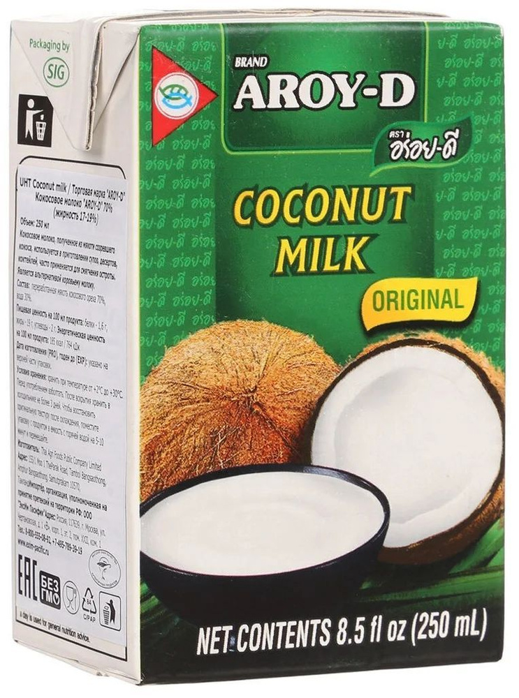 Aroy-D Кокосовое молоко, 250 мл. #1