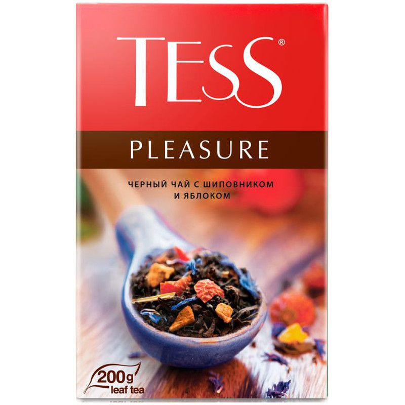 Чай Tess Pleasure чёрный байховый с шиповником и яблоком, 200г #1