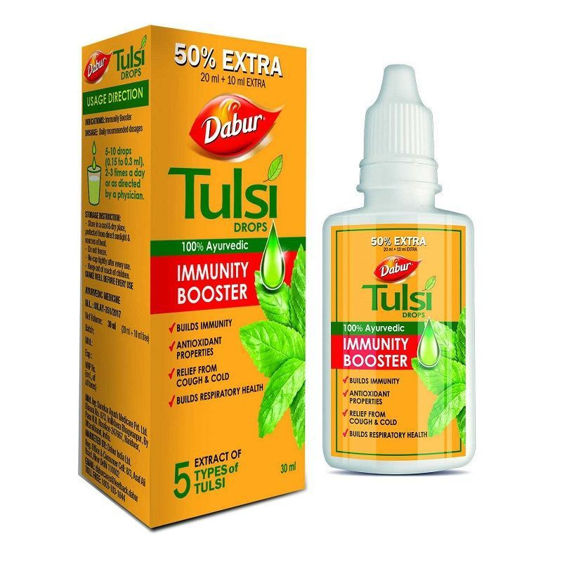 Капли Тулси (Tulsi Drops Dabur) для иммунитета, противовирусное, 30 мл  #1