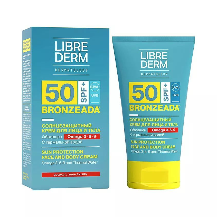 LIBREDERM Солнцезащитный крем SPF 50 с Омега 3-6-9 и термальной водой (BRONZEADA Sun Protection Face #1