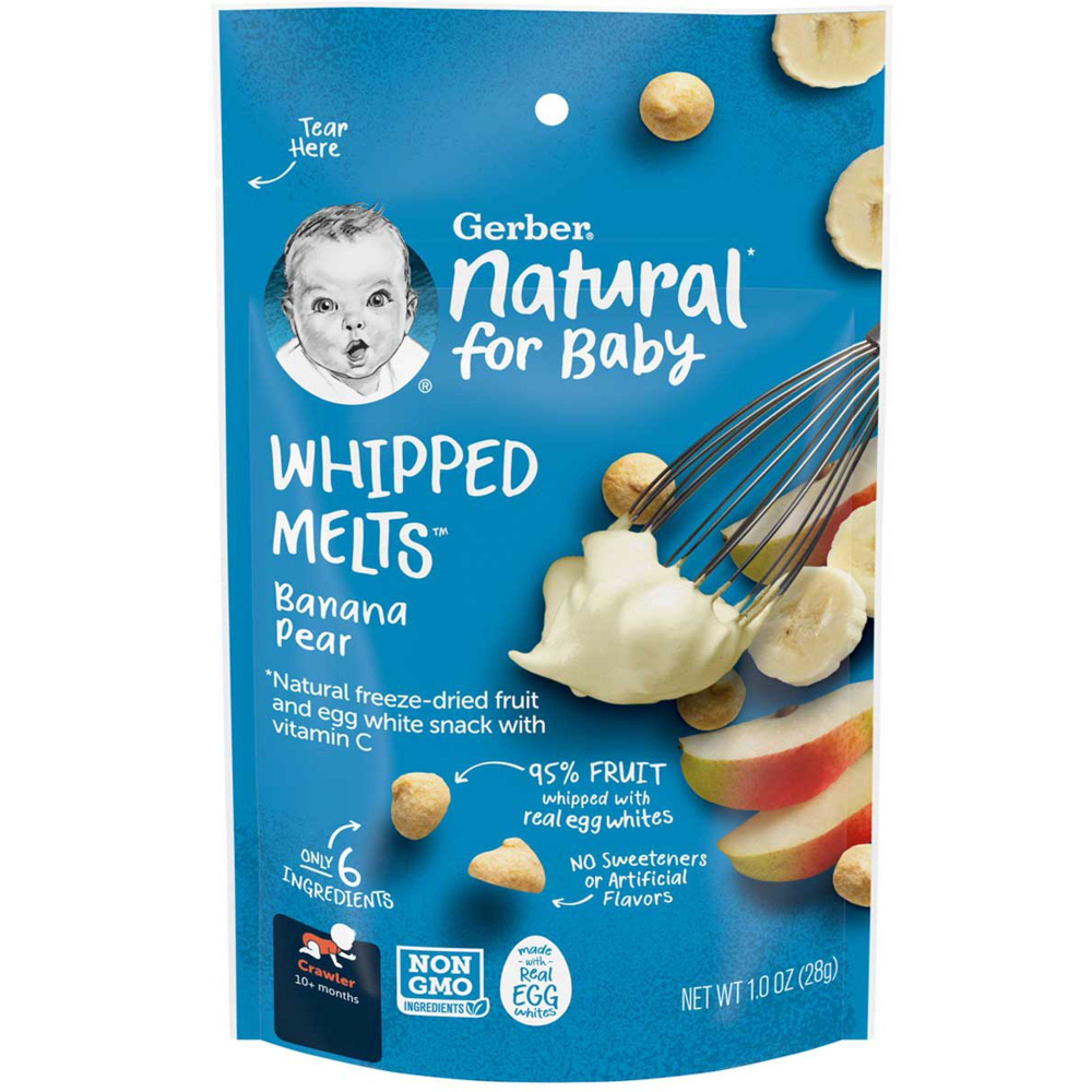 Снек с фруктовым пюре Whipped Melts от Gerber, Банан и Груша, 28г #1