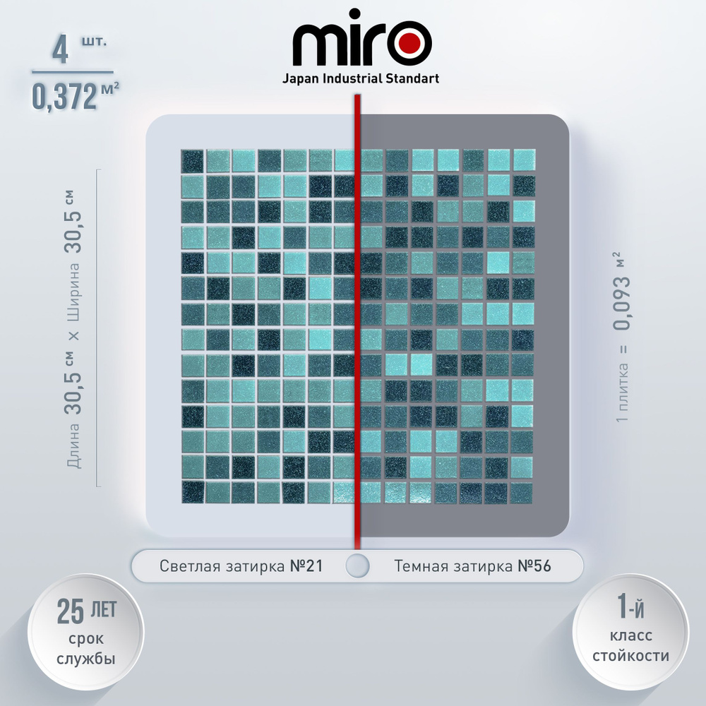 Плитка мозаика для ванной комнаты MIRO (серия Einsteinium №311), моющаяся высокопрочная, размер плитки #1