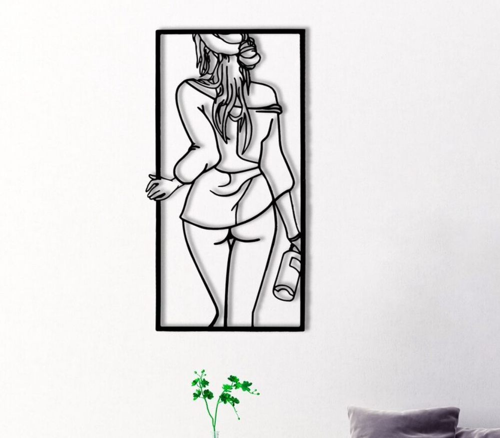 Панно 60х35 см "Эстетика Девушка Фигура" декоративное настенное чёрное, декор на стену, картина  #1
