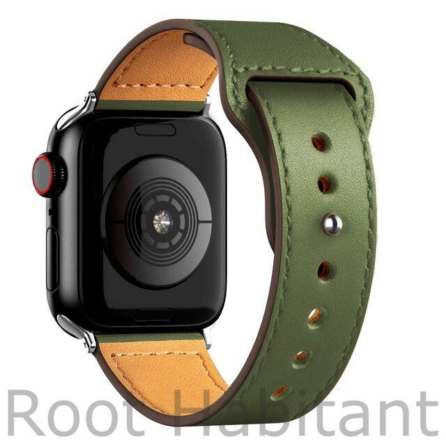 Кожаный ремешок для Apple Watch 3 4 5 6 7 8 9 SE Ultra, в корпусах 42, 44, 45, 49. Хаки / Khaki  #1