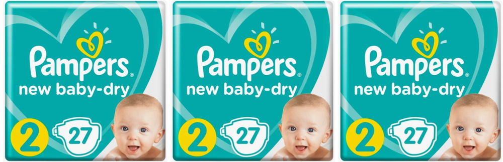 Pampers Подгузники, New Baby Dry, 4-8 кг, 27 шт, 3 уп #1