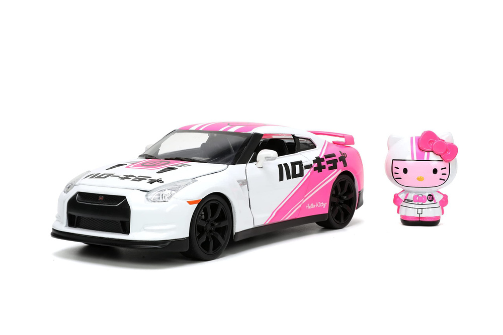 Машинка Jada Toys Hello Kitty Tokyo Speed 1:24 2009 Nissan GT-R R35 Die-cast Car & Hello Kitty Racing #1