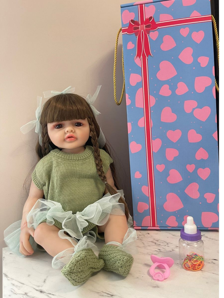 Кукла силиконовая реборн 55 см в подарочной коробке #1