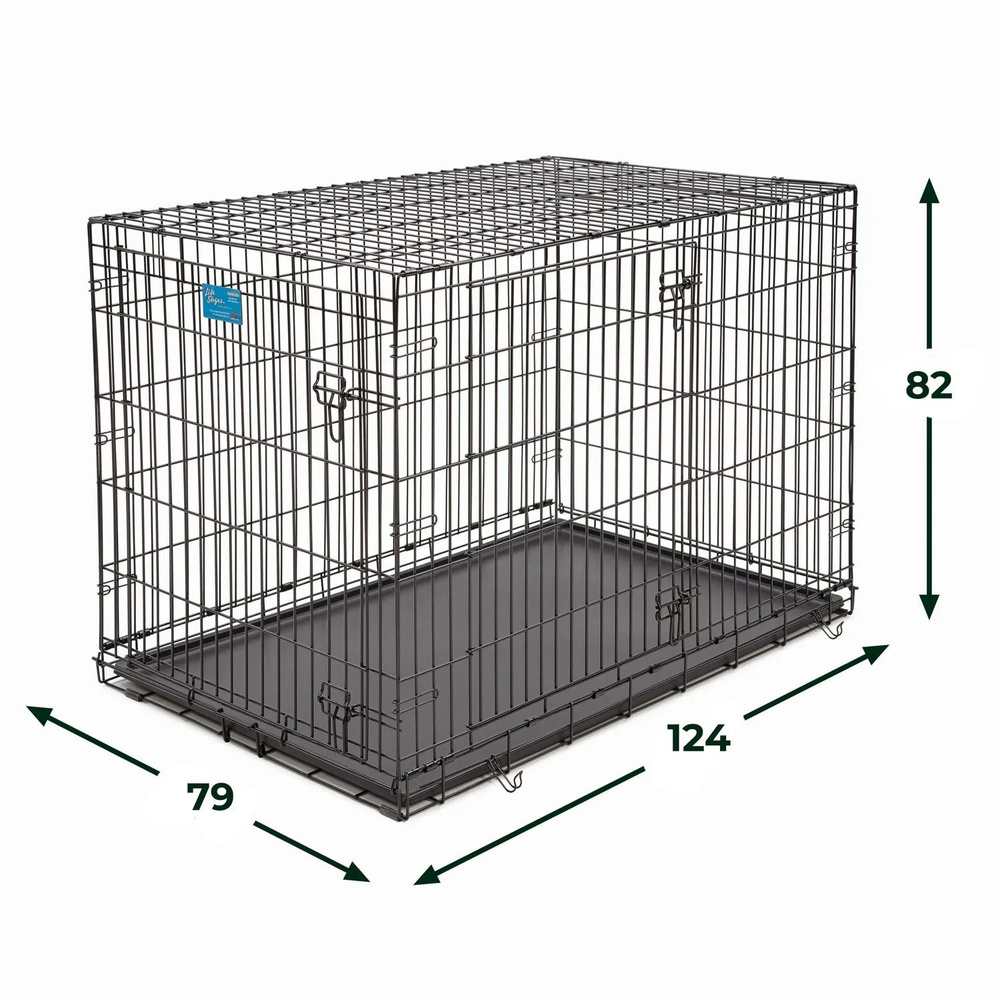 Клетка MidWest Life Stages для собак 124х79х82h см, 2 двери, черная 1648DD  #1
