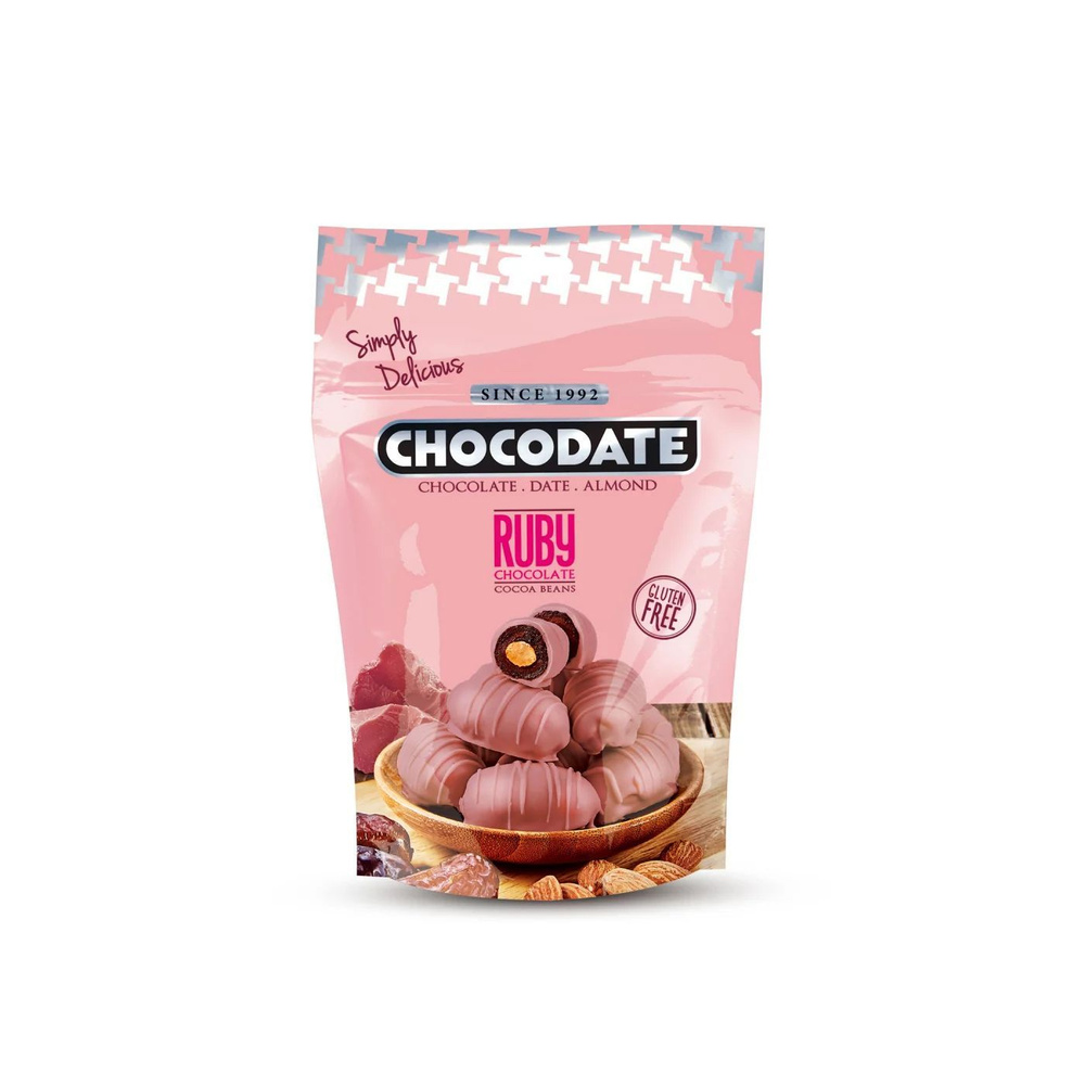 Финики с миндалем в рубиновом шоколаде Chocodate Ruby, 100 гр #1