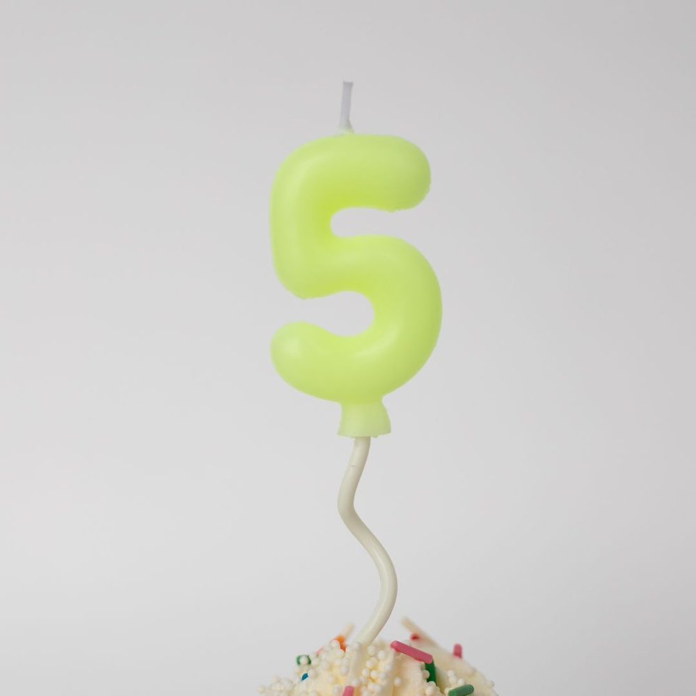Свечи для торта на длинной палочке цифра 5, желтая #1