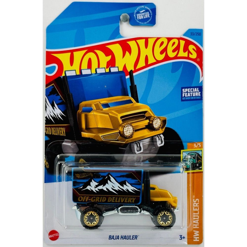 HKJ98 Машинка металлическая игрушка Hot Wheels коллекционная модель BAJA HAULER черный;желтый  #1