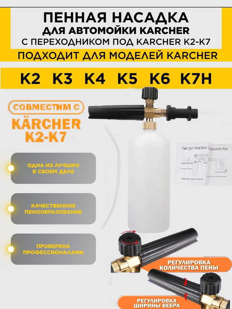 Новая пенная насадка Karcher (Kaichi) (пеногенератор) для очистителей высокого давления (совместимость: #1