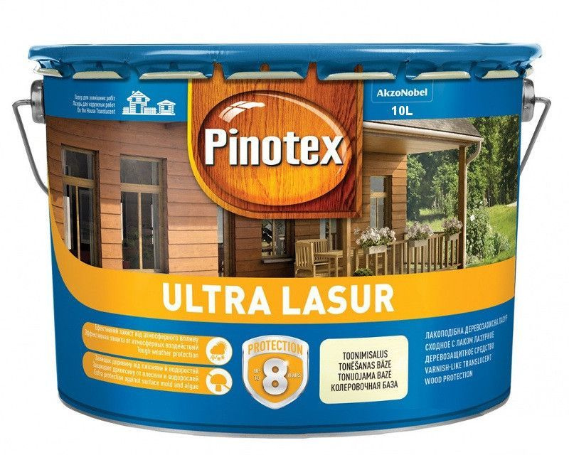 Пропитка декоративная для защиты древесины Pinotex Ultra LASUR AWB полуглянцевая тик 10 л  #1