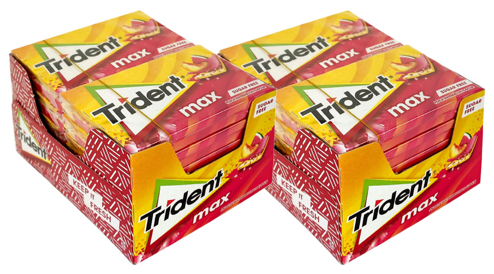 Жевательная резинка Trident Max Персик-Арбуз, 23г х 24шт. БЕЗ САХАРА  #1