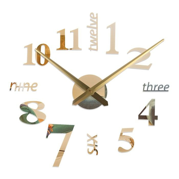 Часы-наклейка, DIY, d-120 см, минутная стрелка 39 см, часовая стрелка 31.5 см, золото  #1