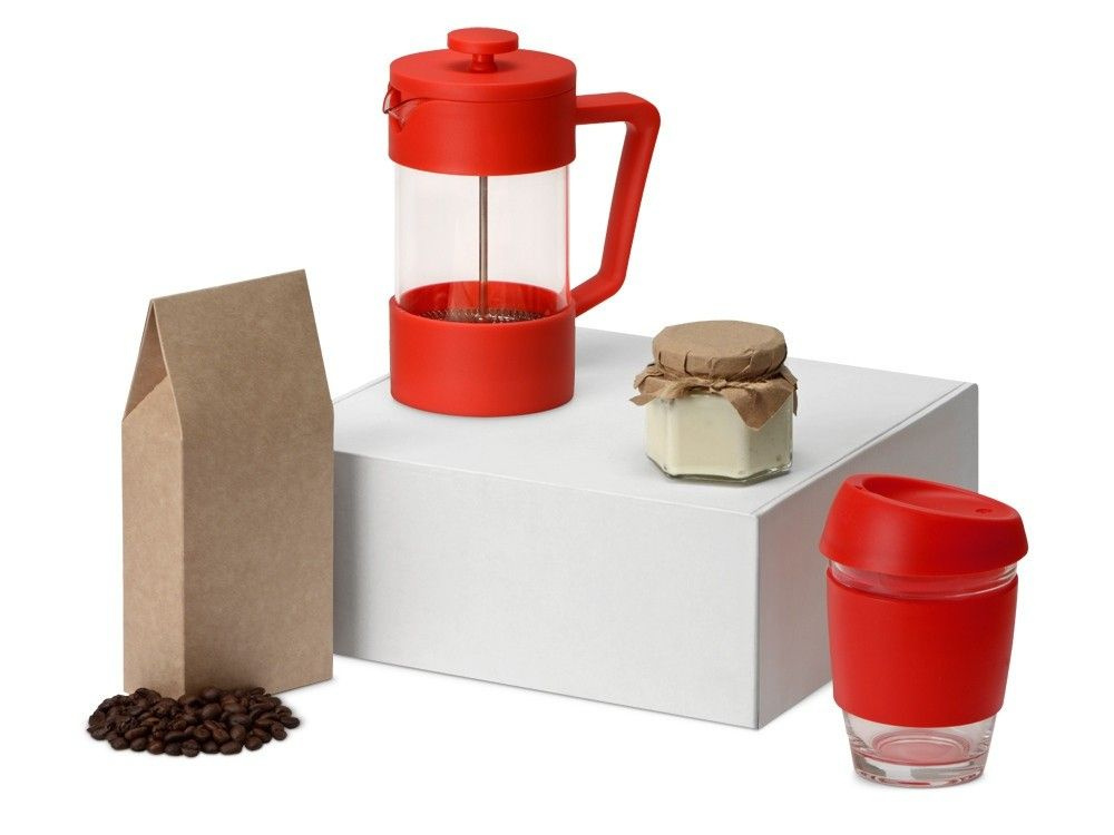 Подарочный набор Eat & Bite с кофе, кружкой и френч-прессом Бодрое утро, красный  #1