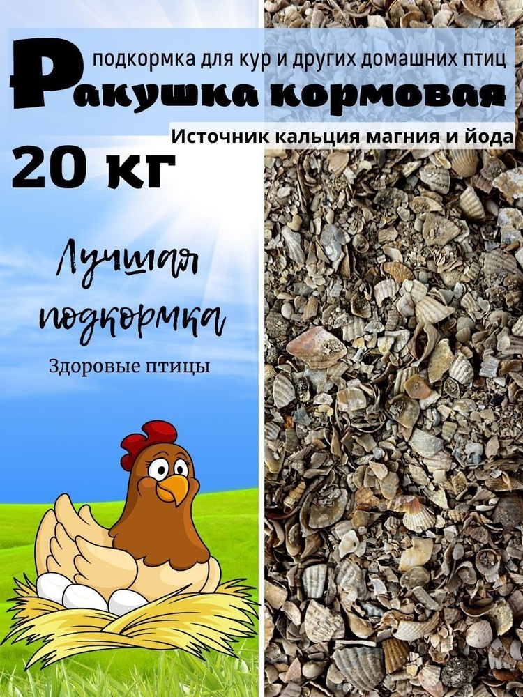 Ракушка кормовая 20кг. Подкормка для сельхозживотных #1