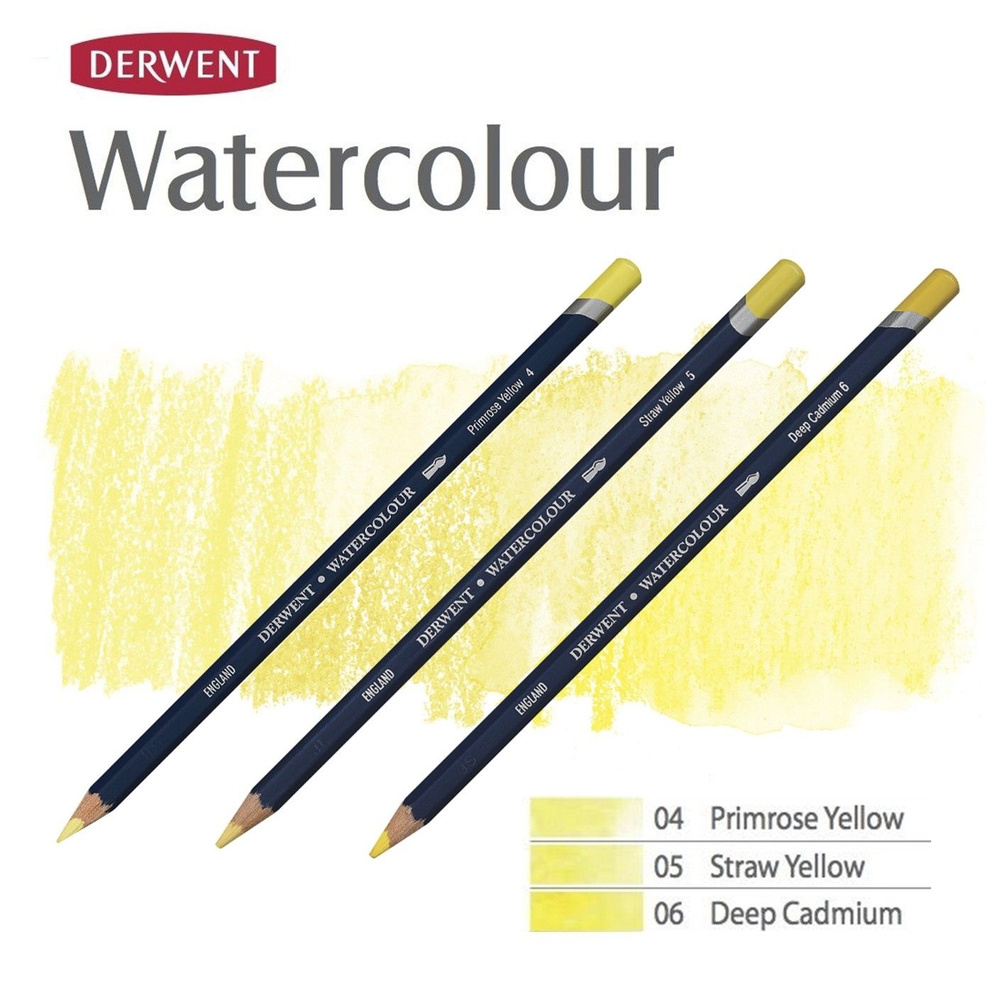 Комплект карандашей акварельных Derwent "Watercolour" Желтые оттенки (№04, 05, 06)  #1