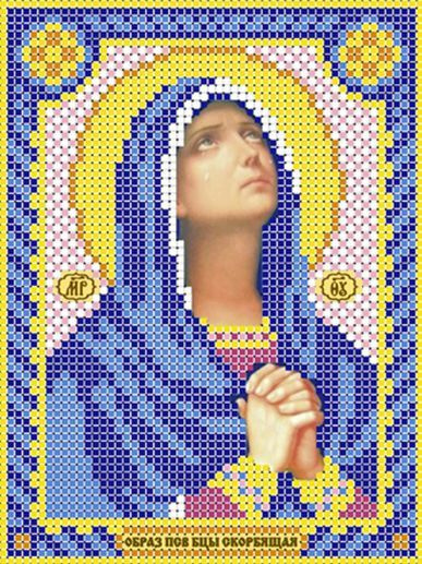 Схема для вышивания бисером (без бисера), икона "Образ Пресвятой Богородицы Скорбящая" 12х16 см  #1