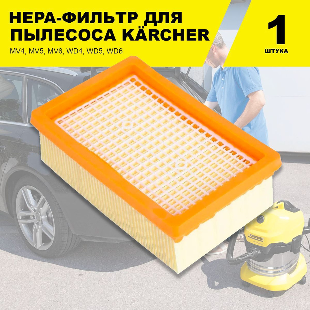 Фильтр плоский складчатый для пылесосов Karcher MV4, MV5, MV6, WD4, WD5, WD6 ( 2.863.-005.0)  #1