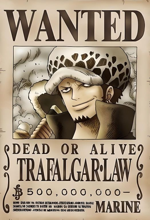 Постер Плакат One Piece Ван Пис Розыскные Листовки Wanted Trafalgar Law  #1