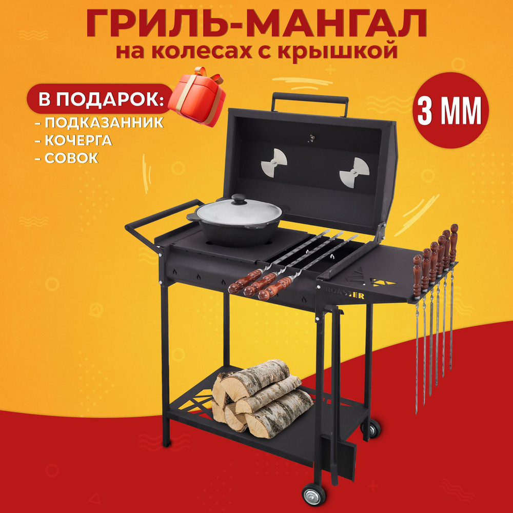 Мангал ROASTER, Сталь, Металл, 100x39x91 см купить по выгодной цене в  интернет-магазине OZON (1185598787)