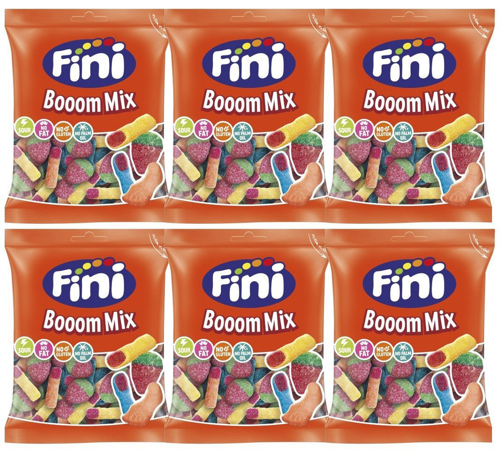 Жевательный мармелад Fini Sour Boom Mix, 90г x 6шт. Фини Кислый микс  #1