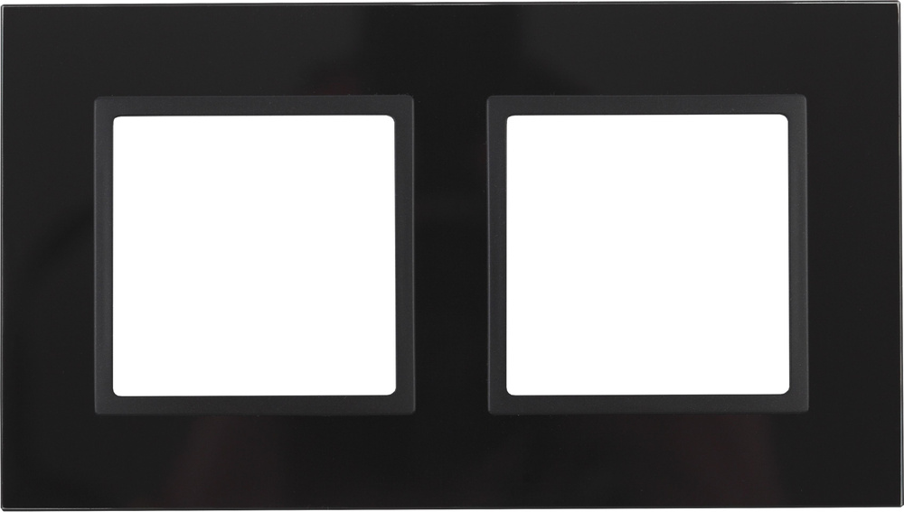 14-5102-05 ЭРА Рамка на 2 поста, стекло, Эра Elegance, чёрный+антр (5/50/1200)  #1
