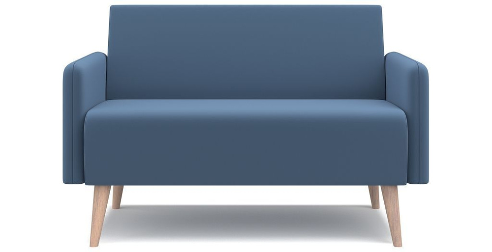 Прямой диван PUSHE Килт 2 c подлокотниками, нераскладной, для кухни, прихожей, детской, синий Balance #1