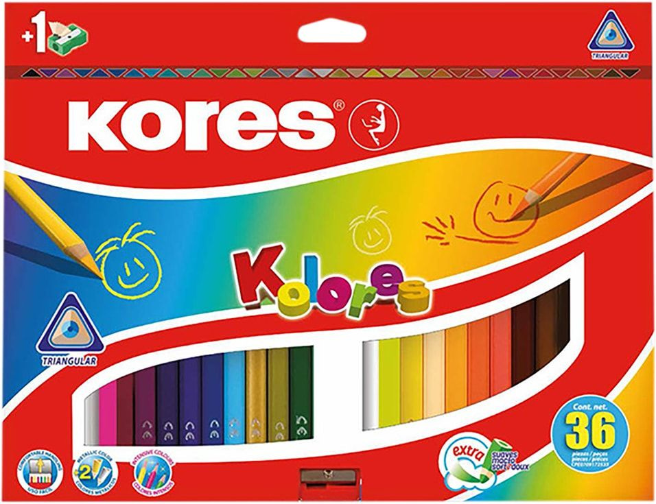 Набор карандашей Kores 36 цветов +точилка 1шт #1