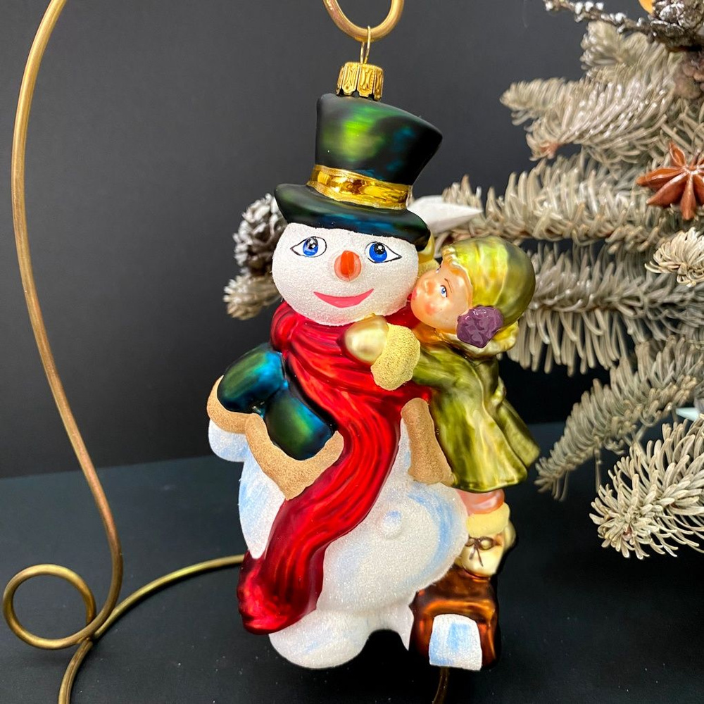 Елочная игрушка Komozja Family Одеваем снеговика 13см стекло #1